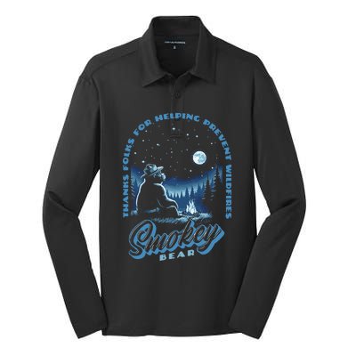 Stargazing Thanks For Helping Prevent Wildfires Silk Touch Performance Long Sleeve Polo