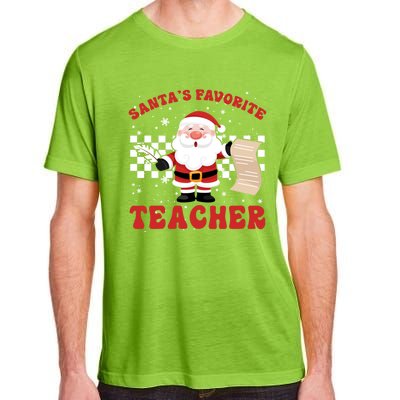 Santa Teacher Funny SantaS Favorite Teacher Christmas Pjs Gift Adult ChromaSoft Performance T-Shirt