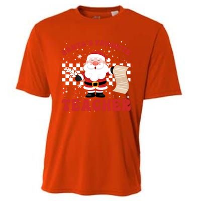 Santa Teacher Funny SantaS Favorite Teacher Christmas Pjs Gift Cooling Performance Crew T-Shirt