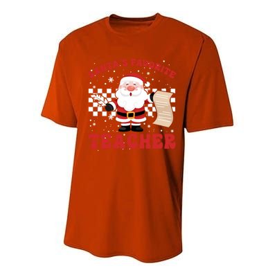 Santa Teacher Funny SantaS Favorite Teacher Christmas Pjs Gift Performance Sprint T-Shirt