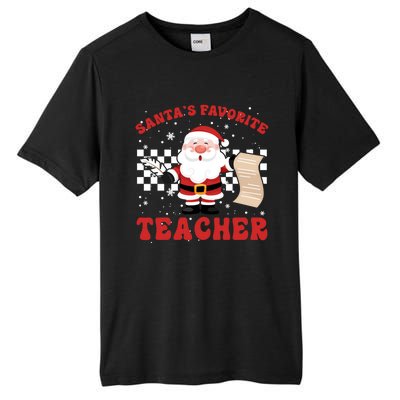 Santa Teacher Funny SantaS Favorite Teacher Christmas Pjs Gift Tall Fusion ChromaSoft Performance T-Shirt