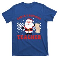 Santa Teacher Funny SantaS Favorite Teacher Christmas Pjs Gift T-Shirt