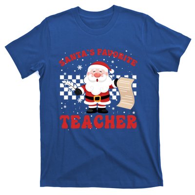 Santa Teacher Funny SantaS Favorite Teacher Christmas Pjs Gift T-Shirt