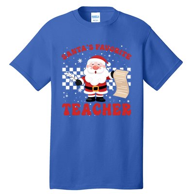 Santa Teacher Funny SantaS Favorite Teacher Christmas Pjs Gift Tall T-Shirt