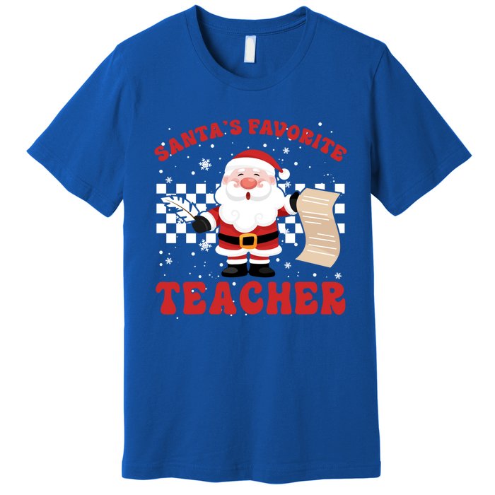 Santa Teacher Funny SantaS Favorite Teacher Christmas Pjs Gift Premium T-Shirt