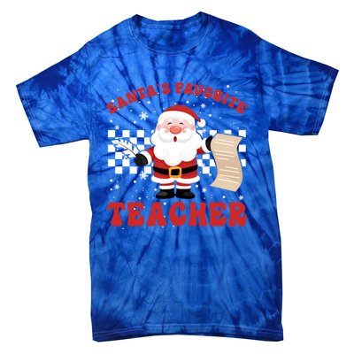 Santa Teacher Funny SantaS Favorite Teacher Christmas Pjs Gift Tie-Dye T-Shirt