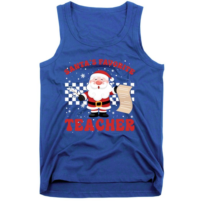 Santa Teacher Funny SantaS Favorite Teacher Christmas Pjs Gift Tank Top