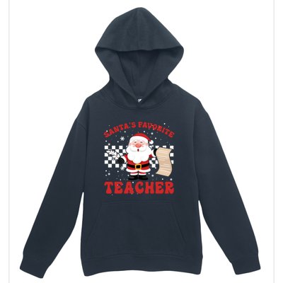 Santa Teacher Funny SantaS Favorite Teacher Christmas Pjs Gift Urban Pullover Hoodie