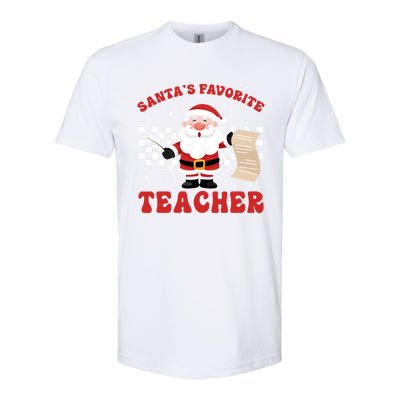 Santa Teacher Funny SantaS Favorite Teacher Christmas Pjs Gift Softstyle CVC T-Shirt