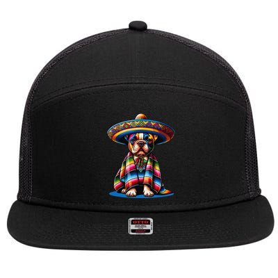 Sombrero Tacos Fiesta French Bulldog Lover Cinco De Mayo 7 Panel Mesh Trucker Snapback Hat