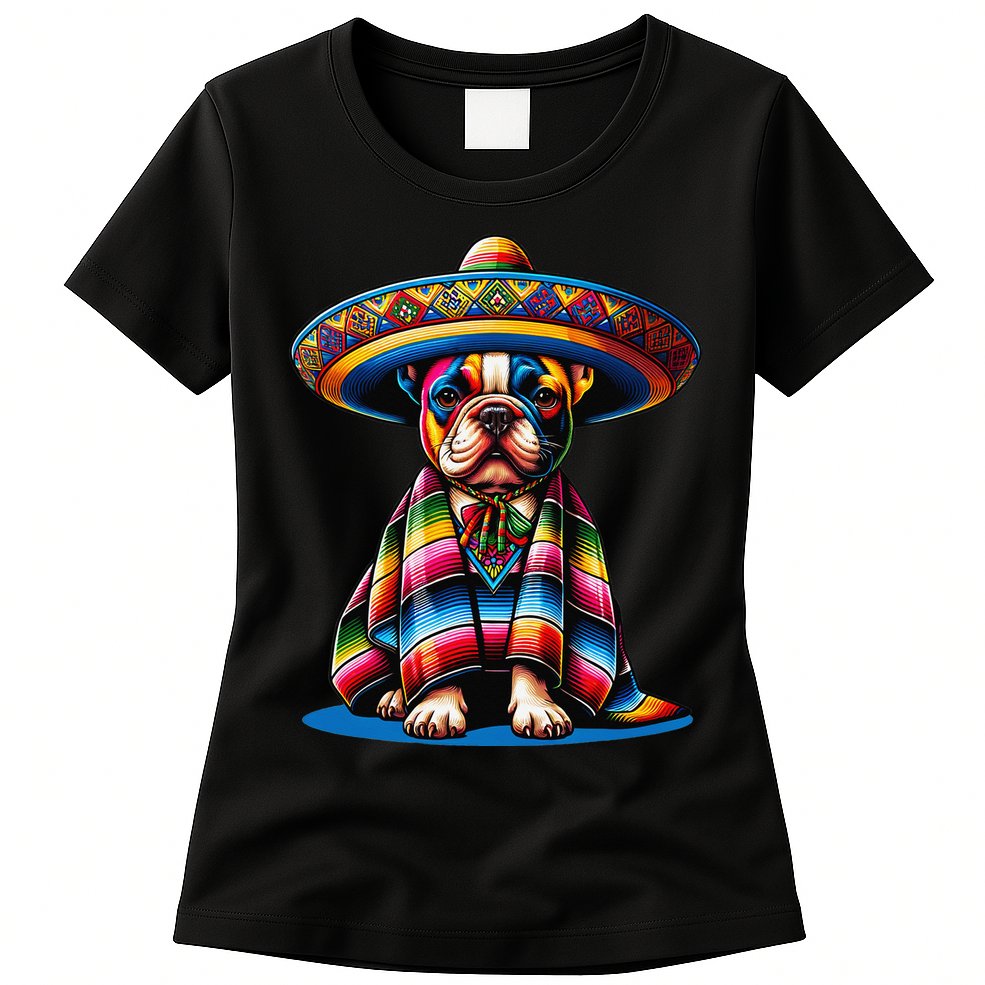 Sombrero Tacos Fiesta French Bulldog Lover Cinco De Mayo Womens T-Shirt