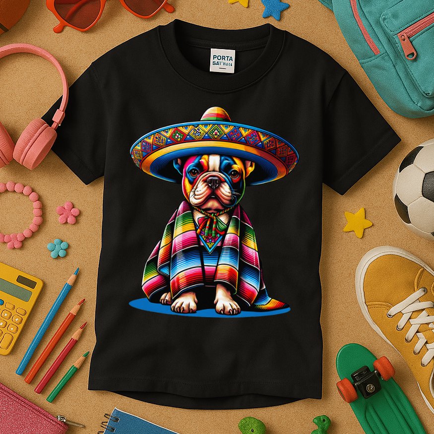 Sombrero Tacos Fiesta French Bulldog Lover Cinco De Mayo Kids T-Shirt