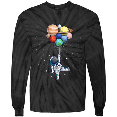 Space Themed For Women Outer Space Moon Galaxy Astronaut Tie-Dye Long Sleeve Shirt
