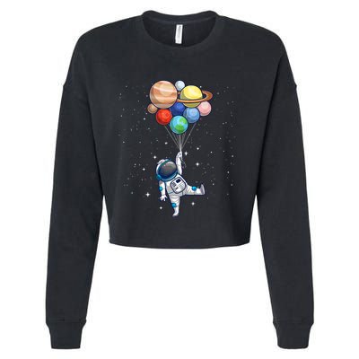 Space Themed For Women Outer Space Moon Galaxy Astronaut Cropped Pullover Crew