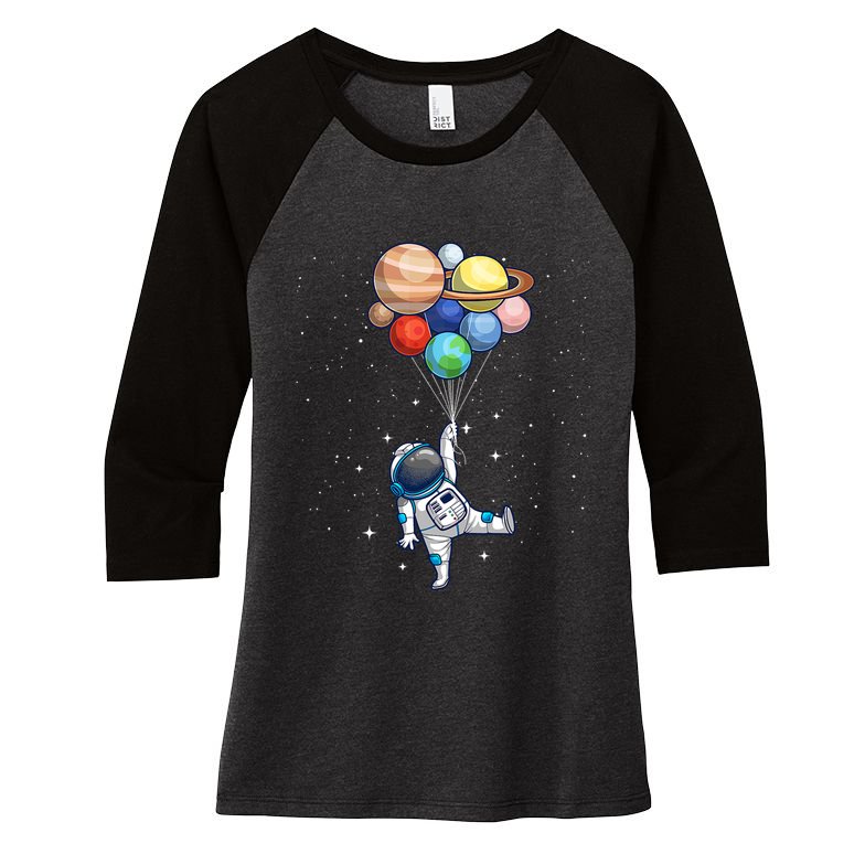 Space Themed For Women Outer Space Moon Galaxy Astronaut Women's Tri-Blend 3/4-Sleeve Raglan Shirt
