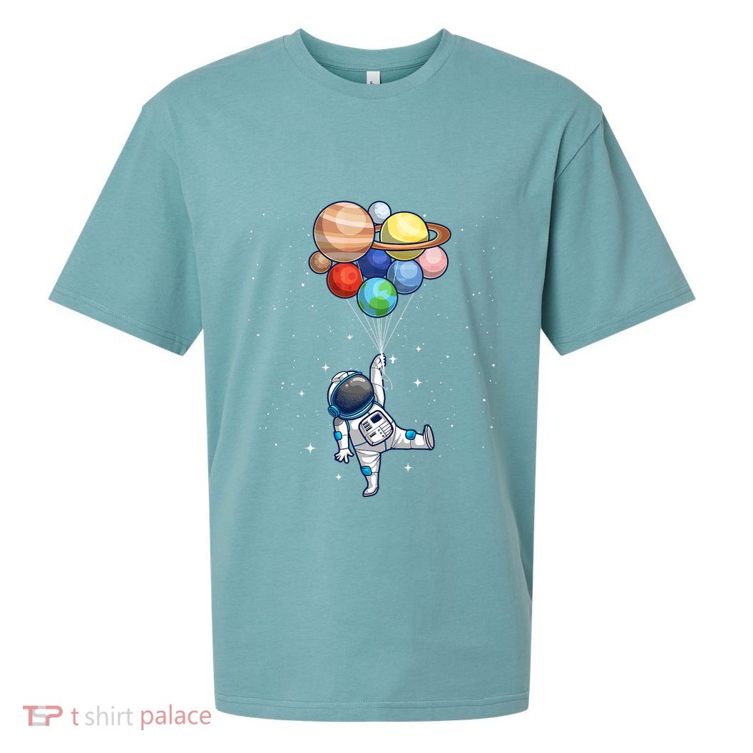 Space Themed For Women Outer Space Moon Galaxy Astronaut Sueded Cloud Jersey T-Shirt