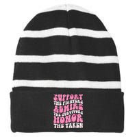 Support The Fighters Admire The Survivors Honor The Taken Striped Beanie with Solid Band