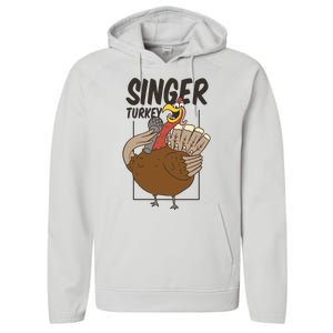 Singer Turkey Funny Thanksgiving Performance Fleece Hoodie