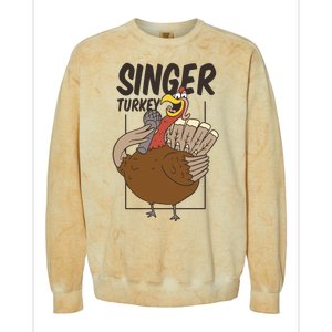 Singer Turkey Funny Thanksgiving Colorblast Crewneck Sweatshirt