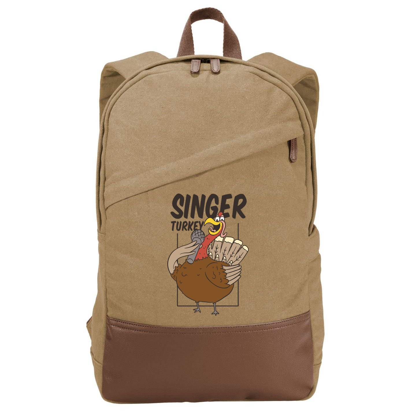 Singer Turkey Funny Thanksgiving Cotton Canvas Backpack