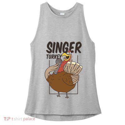 Singer Turkey Funny Thanksgiving Ladies PosiCharge Tri-Blend Wicking Tank