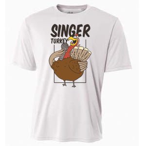 Singer Turkey Funny Thanksgiving Cooling Performance Crew T-Shirt