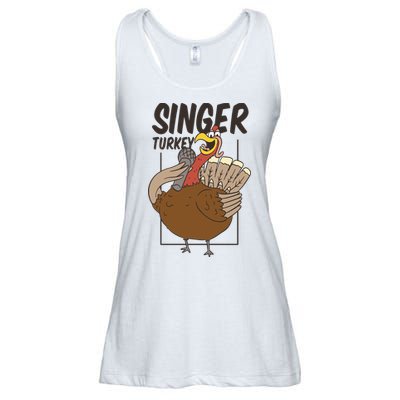 Singer Turkey Funny Thanksgiving Ladies Essential Flowy Tank