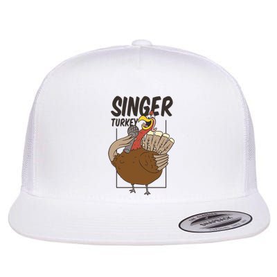 Singer Turkey Funny Thanksgiving Flat Bill Trucker Hat