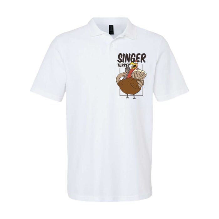 Singer Turkey Funny Thanksgiving Softstyle Adult Sport Polo