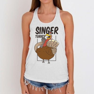 Singer Turkey Funny Thanksgiving Women's Knotted Racerback Tank