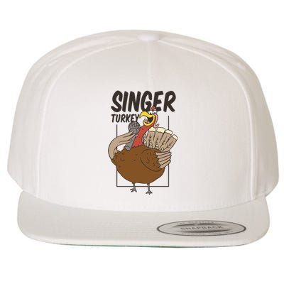 Singer Turkey Funny Thanksgiving Wool Snapback Cap