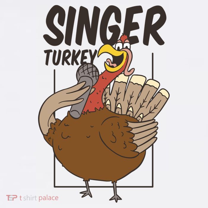 Singer Turkey Funny Thanksgiving Kids T-Shirt