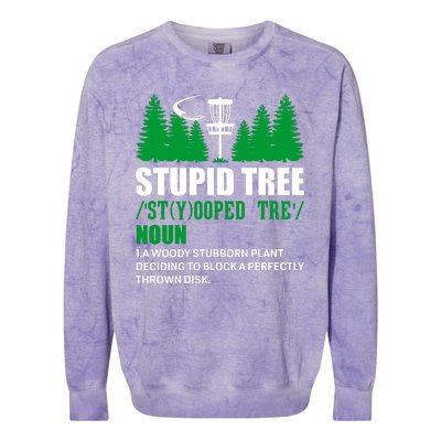 Stupid Tree Funny Disk Golf Definition Golfing Colorblast Crewneck Sweatshirt