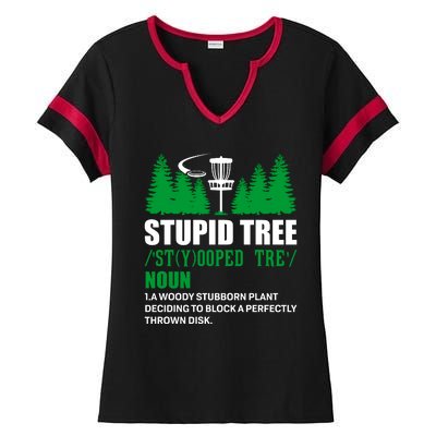 Stupid Tree Funny Disk Golf Definition Golfing Ladies Halftime Notch Neck Tee