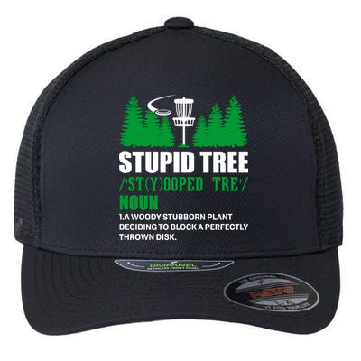 Stupid Tree Funny Disk Golf Definition Golfing Flexfit Unipanel Trucker Cap