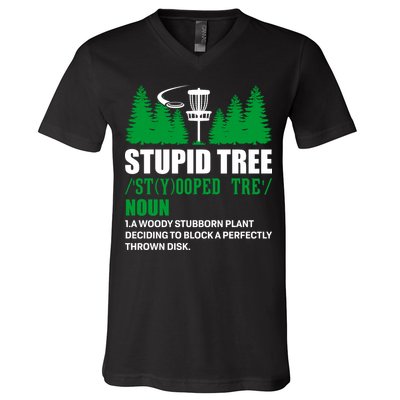 Stupid Tree Funny Disk Golf Definition Golfing V-Neck T-Shirt