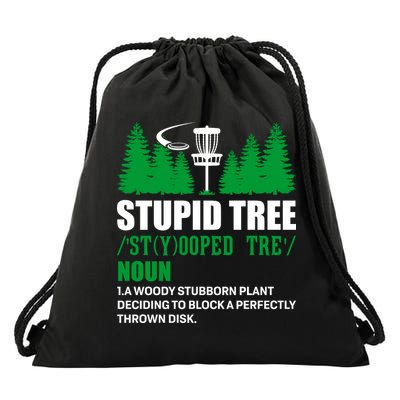 Stupid Tree Funny Disk Golf Definition Golfing Drawstring Bag