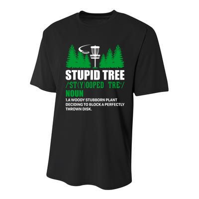 Stupid Tree Funny Disk Golf Definition Golfing Youth Performance Sprint T-Shirt