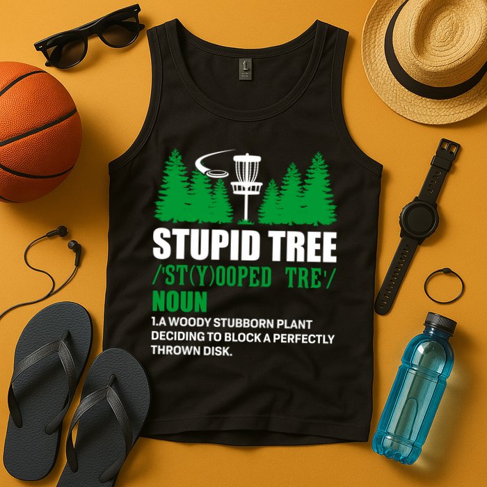 Stupid Tree Funny Disk Golf Definition Golfing Tank Top
