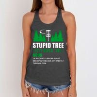 Stupid Tree Funny Disk Golf Definition Golfing Women's Knotted Racerback Tank