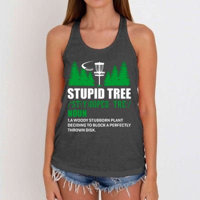 Stupid Tree Funny Disk Golf Definition Golfing Women's Knotted Racerback Tank