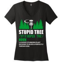 Stupid Tree Funny Disk Golf Definition Golfing Women's V-Neck T-Shirt