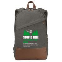 Stupid Tree Funny Disk Golf Definition Golfing Cotton Canvas Backpack