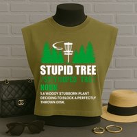 Stupid Tree Funny Disk Golf Definition Golfing Garment-Dyed Women's Muscle Tee