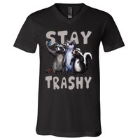 Stay Trashy Funny Raccoon Opossum Skunk V-Neck T-Shirt