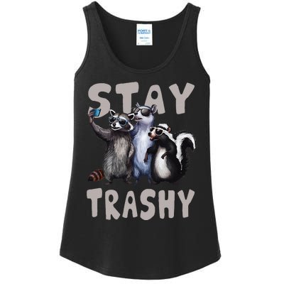 Stay Trashy Funny Raccoon Opossum Skunk Ladies Essential Tank