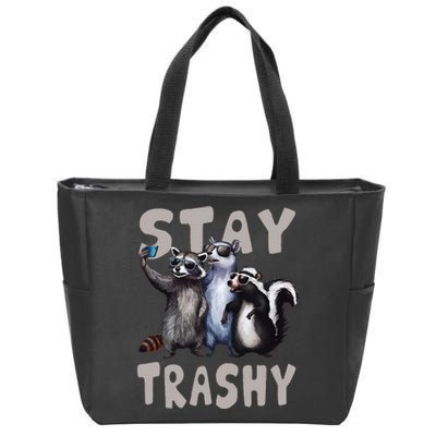 Stay Trashy Funny Raccoon Opossum Skunk Zip Tote Bag