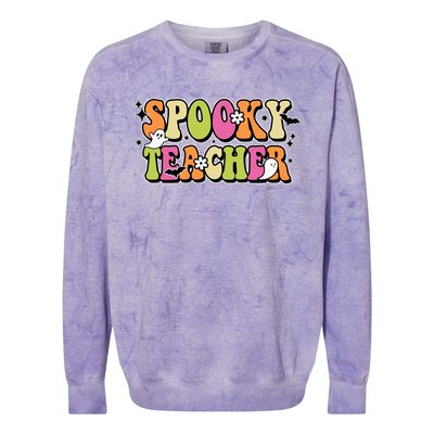 Spooky Teacher Festive Halloween Cute Colorblast Crewneck Sweatshirt