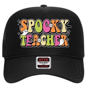 Spooky Teacher Festive Halloween Cute High Crown Mesh Back Trucker Hat