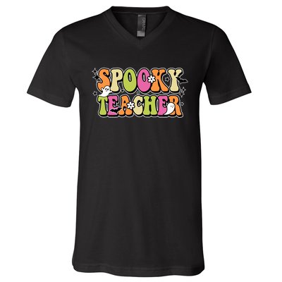 Spooky Teacher Festive Halloween Cute V-Neck T-Shirt